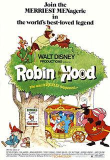  Movie Poster For The 1973 ディズニー Cartoon, "Robin Hood"