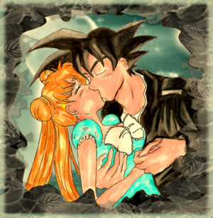  Goku and usagi kiss..