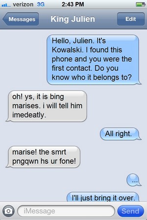 King Julien and Kowalski iPhone Text