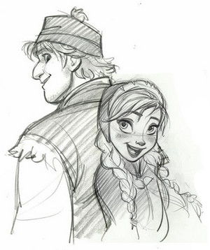 Kristoff and Anna sketches