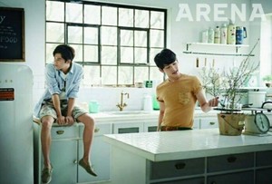  ZE:A's Siwan and Dongjun get cozy at 집 for 'Arena Homme Plus'