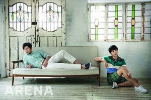  ZE:A's Siwan and Dongjun get cozy at 집 for 'Arena Homme Plus'