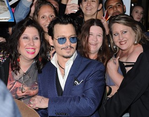 Sweet Johnny with fans at Transcendence Premiere LA (10/04/2014)