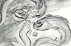  Walt डिज़्नी Sketches - Flotsam, Harold the Merman & Jetsam