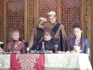  tyrion with sansa, joffrey and tommen