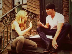 Caity Lotz and Stephen Amell