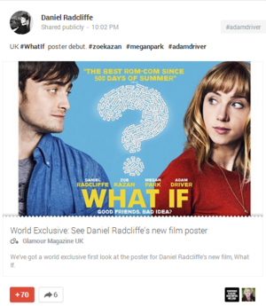  Daniel Radcliffe Post On 구글 Plus (Fb.com/DanielJacobRadcliffefanClub)