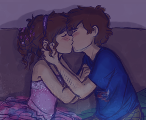 Dipper and Mabel kissing