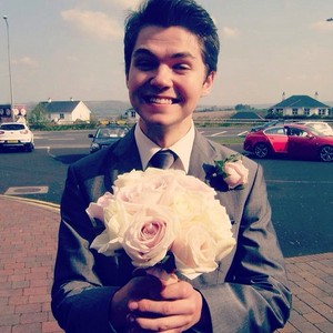  Hi. This is Damian. And he is the best bridesmaid ever. a dit nobody. Not even my mum. And she loves