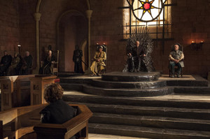 Tyrion Lannister, Oberyn Martell, Tywin Lannister and Mace Tyrell