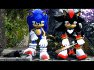  shadow hits sonic in the head.