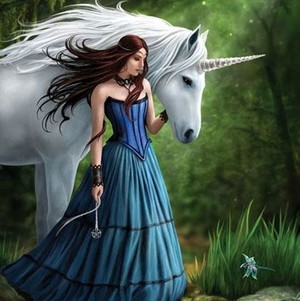  A girl with unicorn