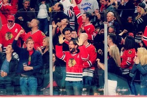  AJ Lee and CM Punk at a Hockey Game