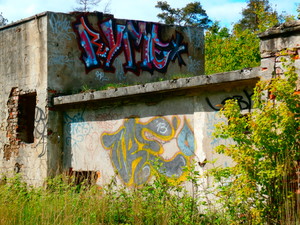  Graffitis on the old, abandoned factory in Krzeszowice, Poland