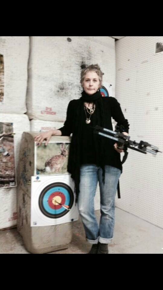 Mel with Daryl's crossbow!