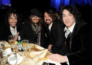  Paul Stanley, Johnny Deppm Dave Grohl, and Alice Cooper