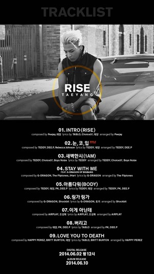  Taeyang tracklist for 'RISE' album