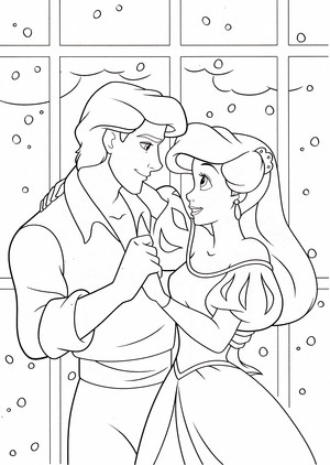  Walt 迪士尼 Coloring Pages - Prince Eric & Princess Ariel