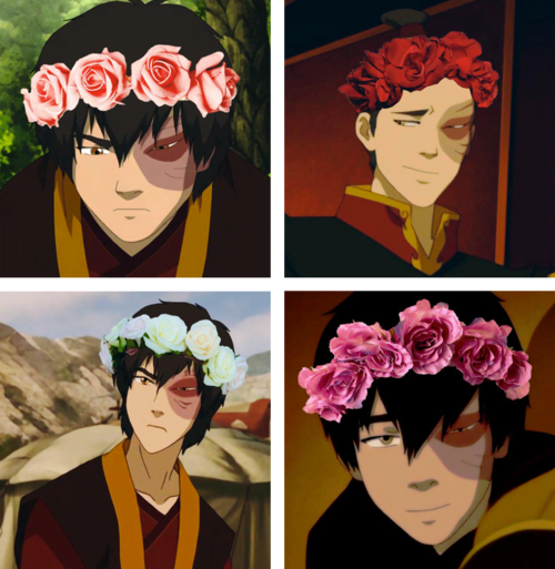 Zuko wearing a flower crown