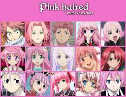  merah jambu haired Anime charcaters