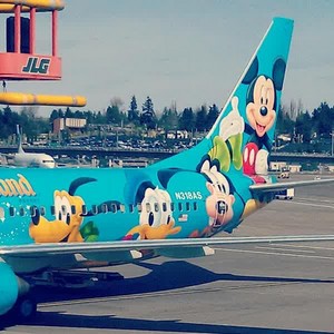  An Ariplane Decorated With Mickey souris And The Other Characters