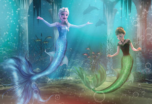  Anna and Elsa as Những nàng tiên cá