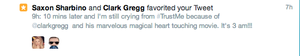  Clark Gregg favorited my tweet!!!