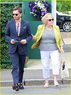  Ed Westwick and his mother Carole arriving at Wimbledon