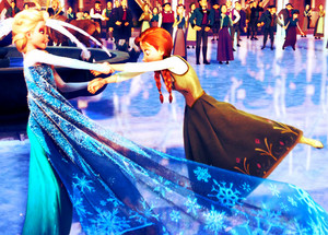  Elsa and Anna have fun with skates
