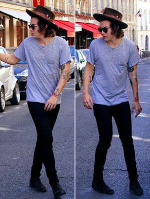 Harry Styles is spotted at Cafe de Flore in Paris, France on June 21, 2014.