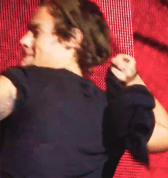  Harry attempting to throw a towel at the crowd, failing and then being disappointed with himself (x)