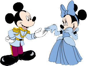 Minnie as Cinderella and Mickey as Charming