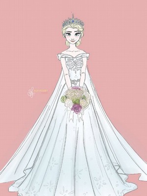  reyna Elsa in her Wedding dress