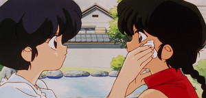  Akane cleans wounds Ranma wounds