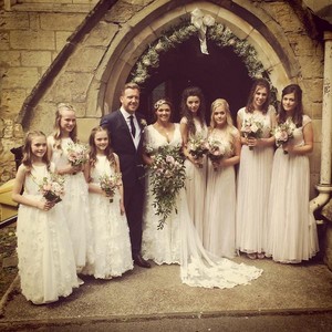 Another picture of vlaamse gaai, jay and Dan with the bridesmaids at their wedding - 7.20.14