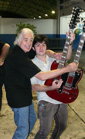  Jimmy and his son James goofing round with the double neck