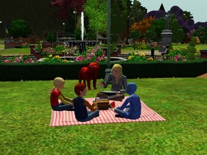 Neighbourhood kids on a picnic with Lynette Scavo