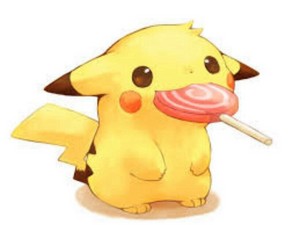  皮卡丘 eating a lollipop