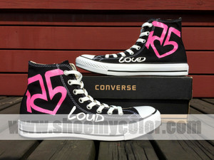  R5 famous converse hand painted black high سب, سب سے اوپر shoes