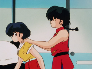  Ranma trying to sweet talk Akane into helping him with homework