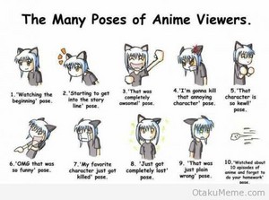  many poses of animé viewers