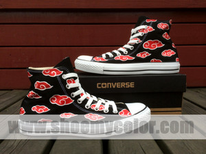 naruto red clouds converse hand painted shoes