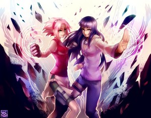  sakura and hinata fighting together