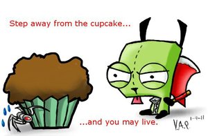 Gir is over protective with his cupcake 