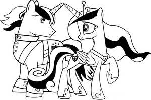 My Little poni, pony Colouring Sheets - Cadance and Shining Armour