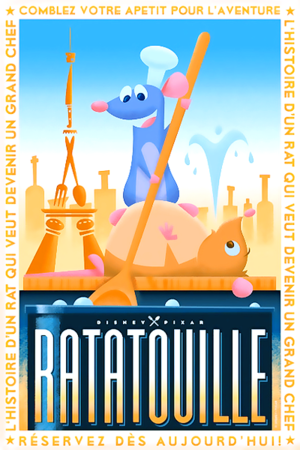  Ratatouille posters inspired kwa 1920’s French style illustrations