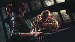  Claire Redfield fighting one of the "Afflicted" in Resident Evil: Revelations 2