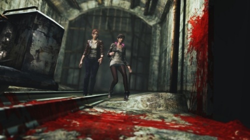 Claire with Moira Burton in Resident Evil: Revelations 2