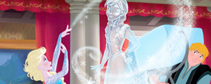 Elsa building an ice statue