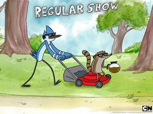 Lawnmower with Mordecai and Rigby